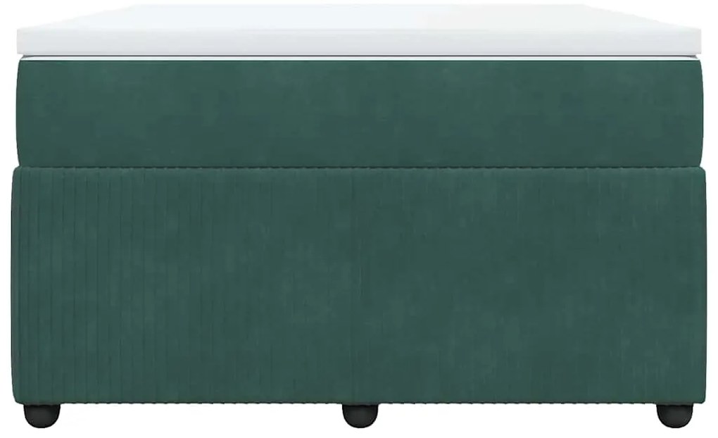 vidaXL Κρεβάτι Boxspring με Στρώμα Σκούρο Πράσινο 120x200εκ. Βελούδινο