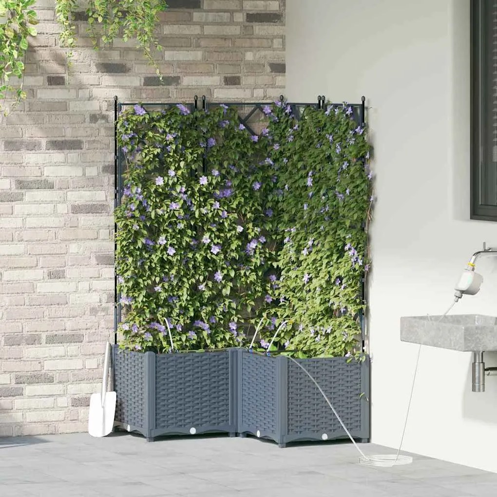 vidaXL Γλάστρες Κήπου 1 τεμ Ανοιχτό γκρι 80 x 80 x 142 cm Πλαστικό