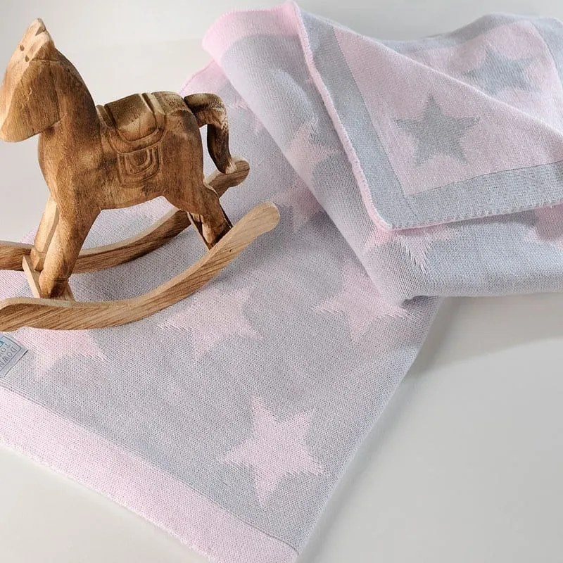 Κουβέρτα Βρεφική Star 254 Grey-Pink Down Town Κούνιας 90x120cm 100% Cotton