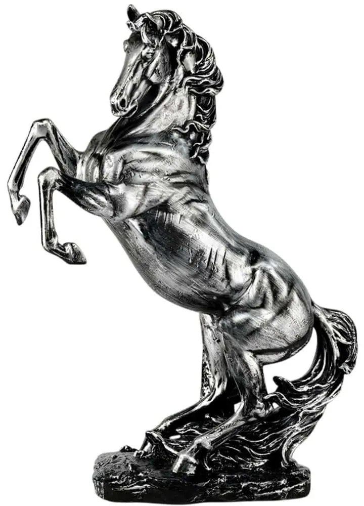 Διακοσμητικό Άλογο 325CRN1167 32x8x17cm Black-Silver Aberto Design Πολυέστερ
