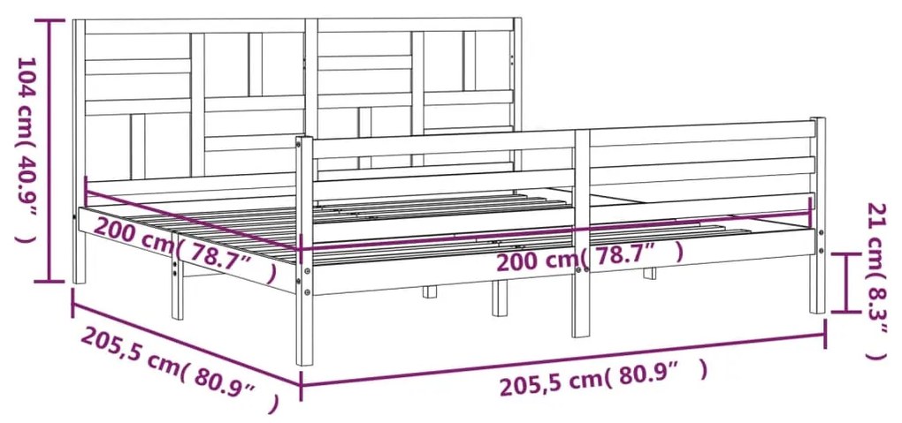 ΠΛΑΙΣΙΟ ΚΡΕΒΑΤΙΟΥ ΜΕ ΚΕΦΑΛΑΡΙ ΜΑΥΡΟ 200X200 ΕΚ. ΜΑΣΙΦ ΞΥΛΟ 3194920