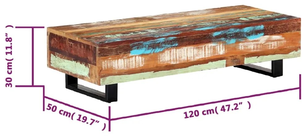 vidaXL Τραπεζάκι Σαλονιού 120 x 50 x 30 εκ. Ανακυκλωμένο Ξύλο/Ατσάλι