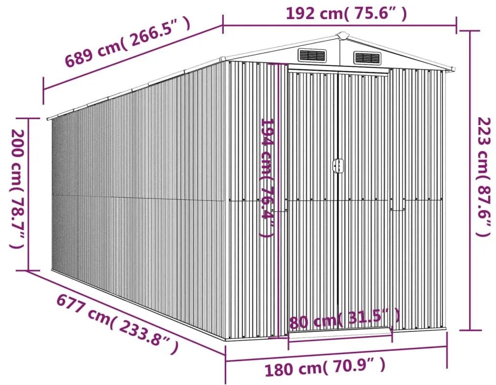 Αποθήκη Κήπου Πράσινη 192x689x223 εκ. Γαλβανισμένο Ατσάλι - Πράσινο