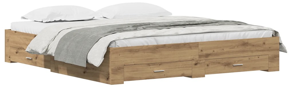 vidaXL Κρεβάτι με Συρτάρια Artisan Oak 180x200 cm Επεξεργασμένο Ξύλο