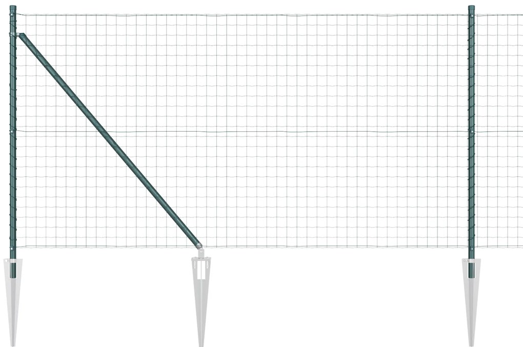 vidaXL Euro Fence με 13 Σπονδυλωτούς Πόλους 1x25 μ Γαλβανισμένο Χάλυβα Πράσινο