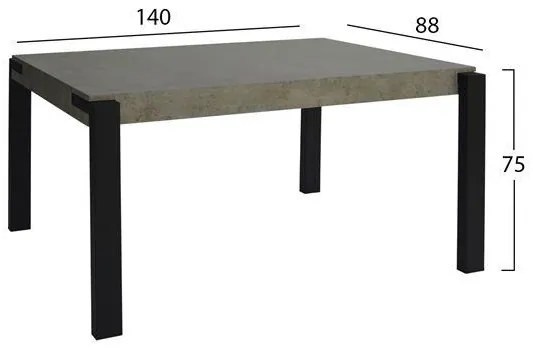 Σετ τραπεζαρίας C11173 5τμχ. με Τραπέζι Cement MDF 140x88x75εκ. &amp; Καρέκλες Alina