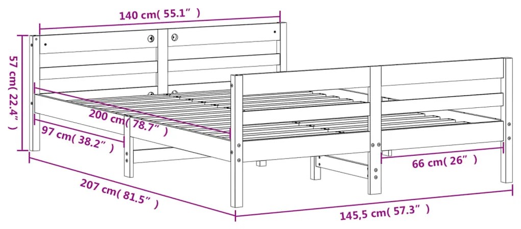 ΠΛΑΙΣΙΟ ΚΡΕΒΑΤΙΟΥ ΜΕ ΚΕΦΑΛΑΡΙ ΛΕΥΚΟ 140X200 ΕΚ. ΑΠΟ ΜΑΣΙΦ ΠΕΥΚΟ 842787