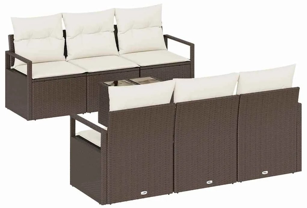 vidaXL Σετ Καναπέ Κήπου 7 pcs Καφέ, Κρέμα 55 x 55 x 37 εκ
