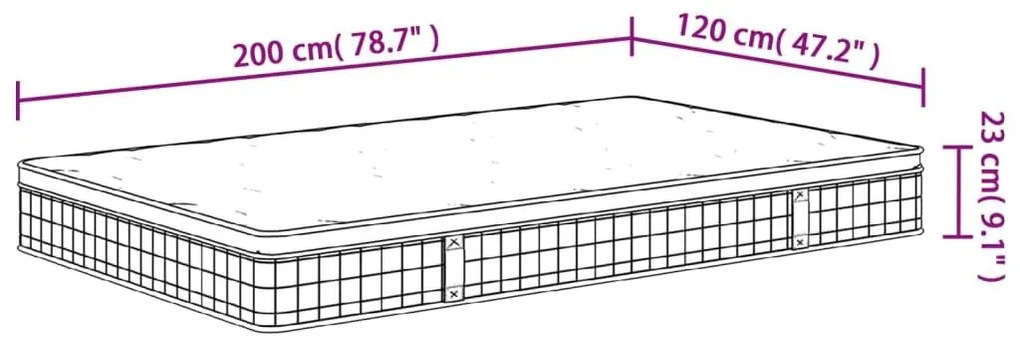 Στρώμα με Bonnell Springs Μεσαία Σκληρότητα 120 x 200 εκ. - Λευκό