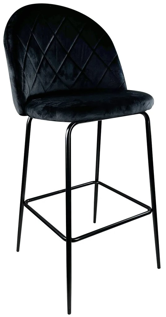 Σκαμπό Bar ArteLibre UNDERHILL Μαύρο Βελούδο/Μέταλλο 45x53x107cm