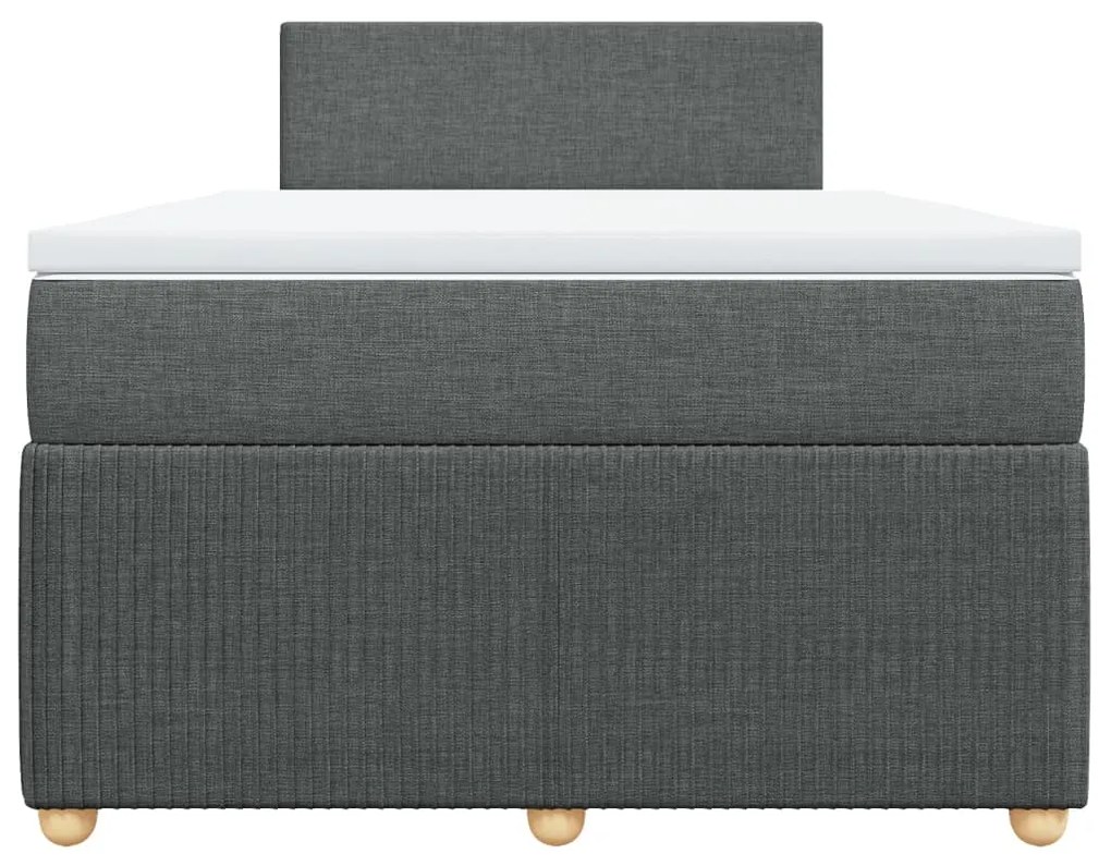 vidaXL Κρεβάτι Boxspring με Στρώμα Σκούρο Γκρι 120x200 εκ. Υφασμάτινο