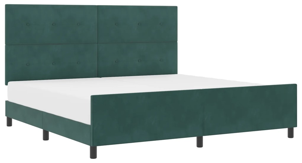 vidaXL Κρεβάτι Dark Green 200x200 εκ. Βελούδο