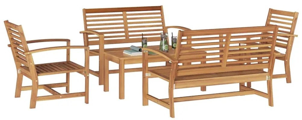 vidaXL Σετ Καναπέ Κήπου 5 pcs Φυσικό Μασίφ ξύλο teak