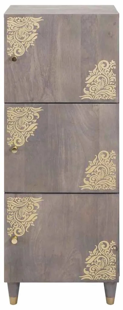 vidaXL Highboard Γκρι και Χρυσό 40 x 33.5 x 110 εκ Μασίφ ξύλο μάνγκο