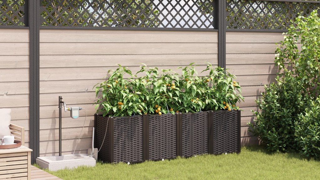 vidaXL Γλάστρες Κήπου 1 τεμ Καφέ 160 x 40 x 52 cm Πλαστικό