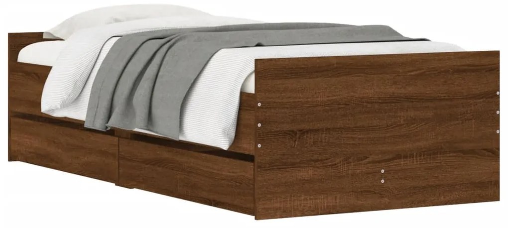 vidaXL Πλαίσιο Κρεβατιού με Συρτάρια Καφέ Δρυς 90 x 190 εκ.