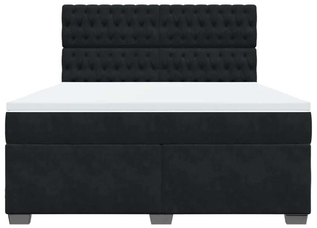 Κρεβάτι Boxspring με Στρώμα Μαύρο 180x200 εκ. Βελούδινο - Μαύρο