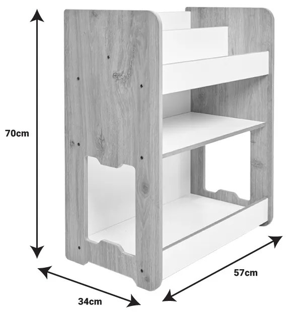 Ραφιέρα Seagull pakoworld φυσικό-λευκό mdf 57x34x70εκ (1 τεμάχια)