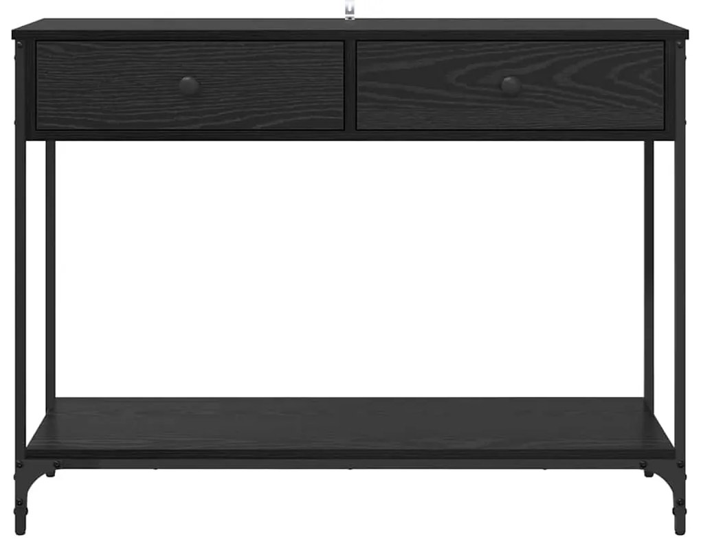 vidaXL Τραπέζι κονσόλας με συρτάρι Μαύρη Οξυά 100 x 34,5 x 75 εκ.