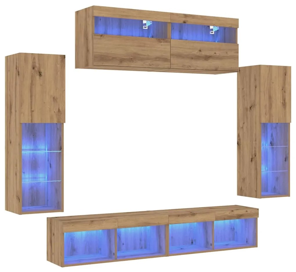 vidaXL Σετ τοίχου για τηλεόραση 6 pcs artisan δρυς 30.5 x 30 x 102 εκ