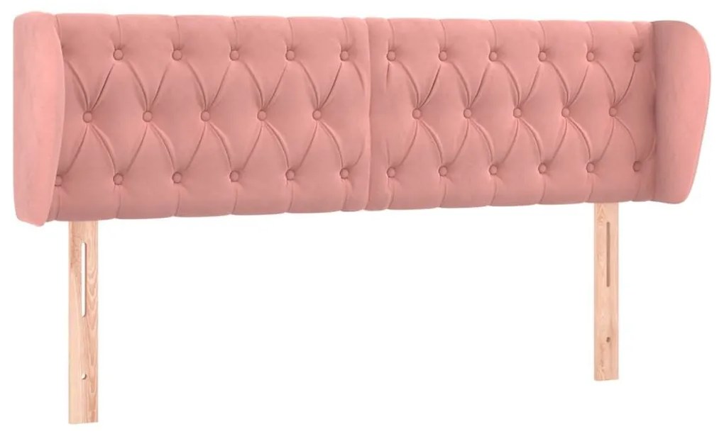 Κεφαλάρι με Πτερύγια Ροζ 163x23x78/88 εκ. Βελούδινο - Ροζ