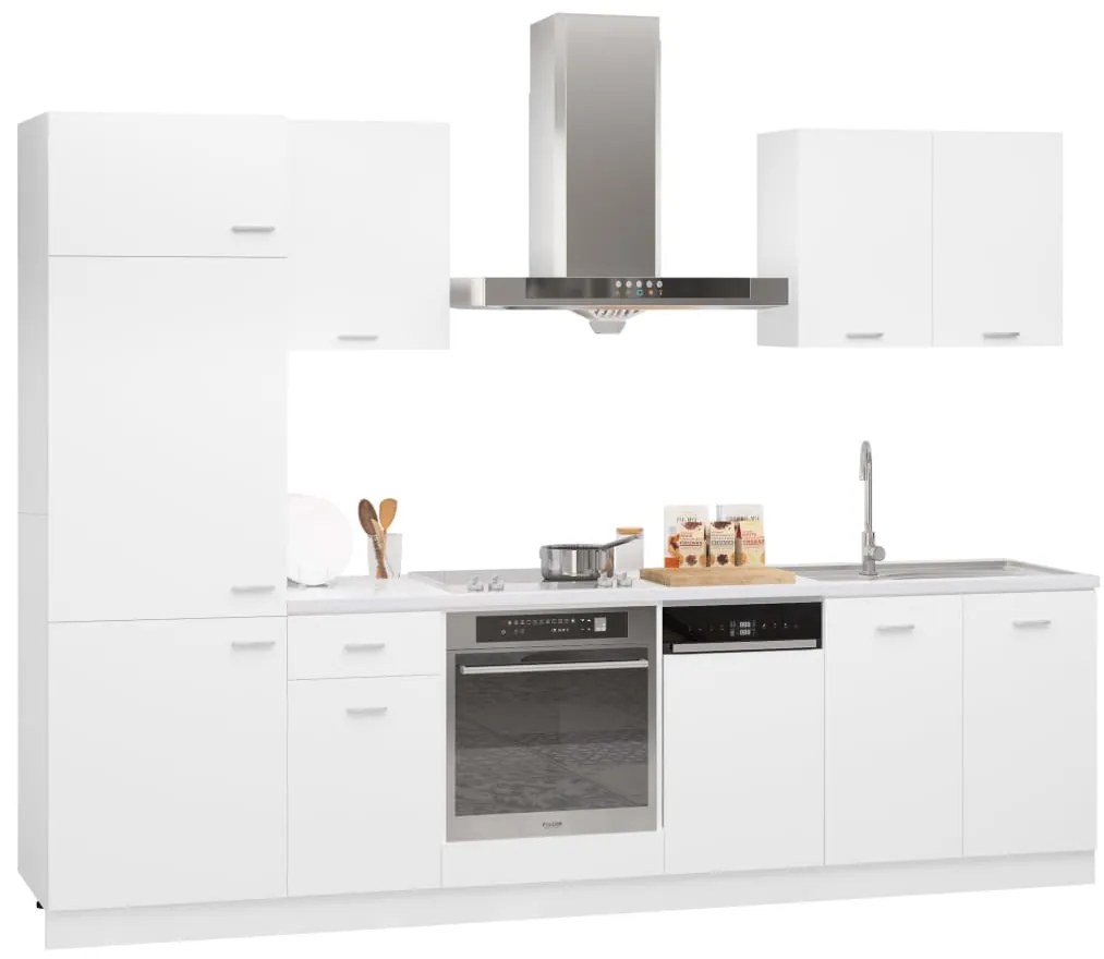 vidaXL Σετ Ντουλαπιών Κουζίνας 7 Τεμαχίων "Lyon" Λευκό από Μηχανικά Ξύλινα Έπιπλα