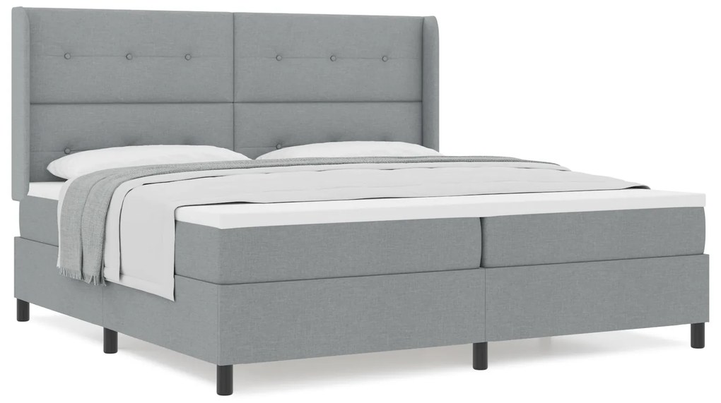 vidaXL Κρεβάτι με Στρώμα Φωτεινό Γκρι 200x200 cm Ύφασμα