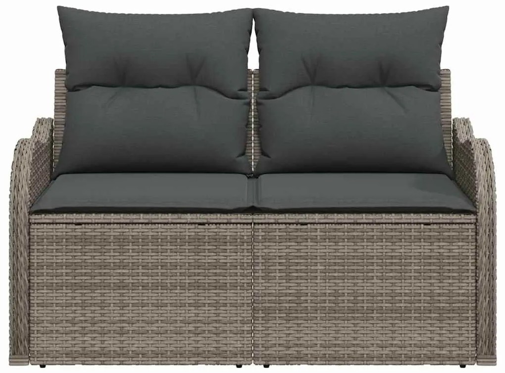 vidaXL Καναπές Κήπου με μαξιλάρι Γκρι 121 x 62 x 69εκ συνθετικό ρατάν