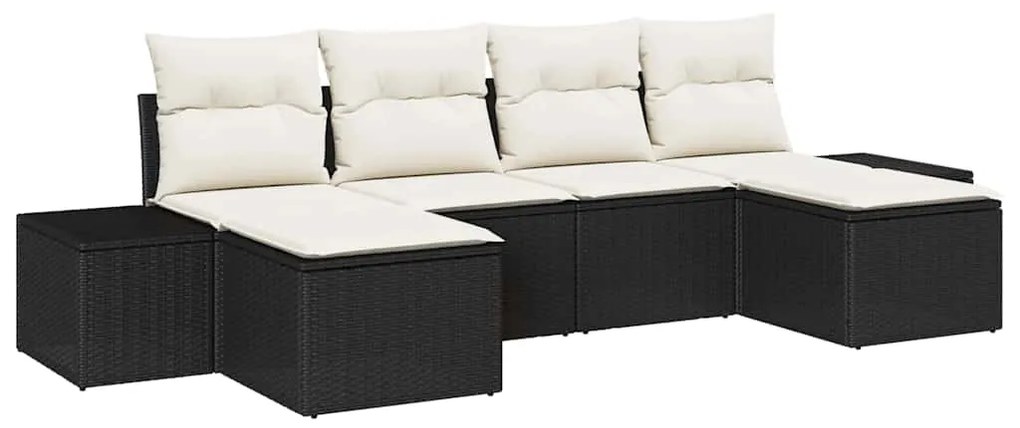 vidaXL Σετ Καναπέ Κήπου με μαξιλάρι 6 pcs Μαύρο συνθετικό ρατάν