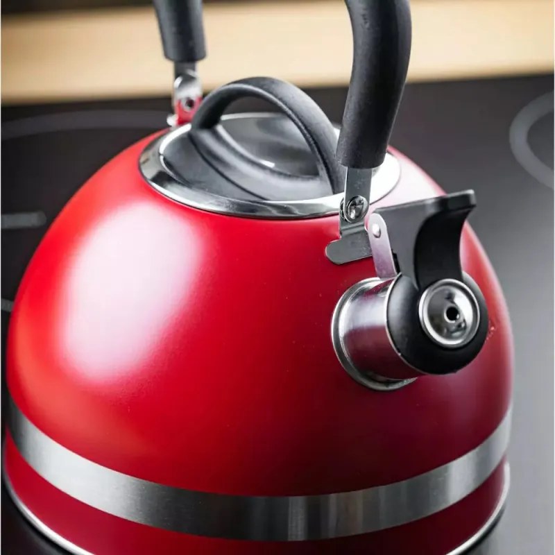 Βραστήρας με σφυρίχτρα Kinghoff KH 1853, 1,8 l, Επαγωγή, Θερμομονωμένη λαβή, Κόκκινο