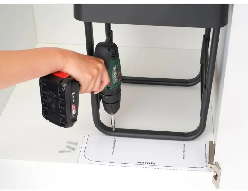 Brabantia Sort&Go κάδος χωριστής συλλογής 1008862, 2x15 l, Εσωτερική τοποθέτηση με τηλεσκοπικό πλαίσιο, Γκρι/πράσινο