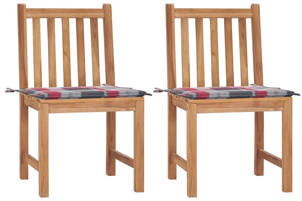 vidaXL Καρέκλες Κήπου 2 Τεμαχίων από Μασίφ Ξύλο Teak με Μαξιλάρια