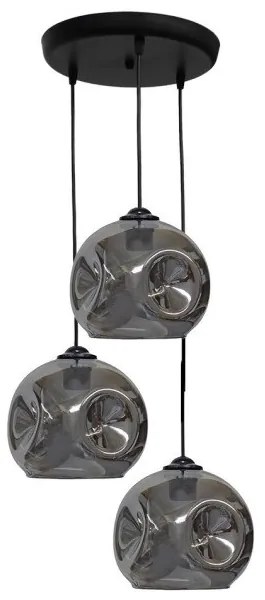 Κρεμαστό Φωτιστικό Οροφής 3xE27 Γυαλί Φ36cm Pop Heronia Lighting-02-0391-Φιμέ/Smoke 02-0391