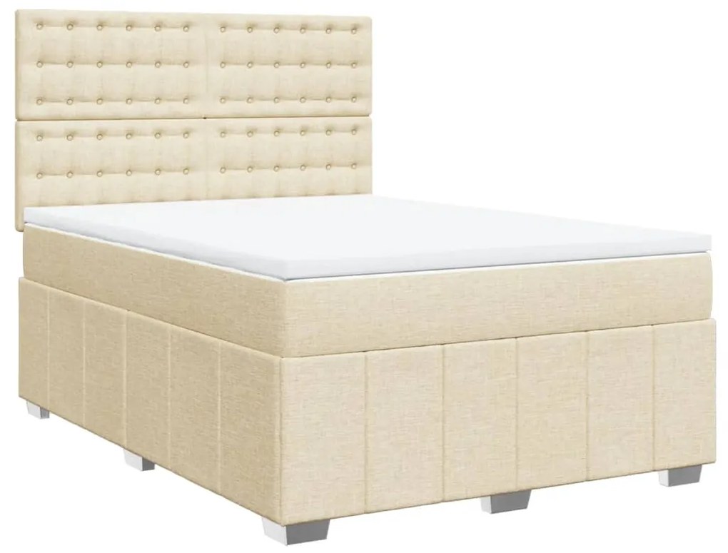 ΚΡΕΒΑΤΙ BOXSPRING ΜΕ ΣΤΡΩΜΑ ΚΡΕΜ 160X200 ΕΚ. ΥΦΑΣΜΑΤΙΝΟ 3291738