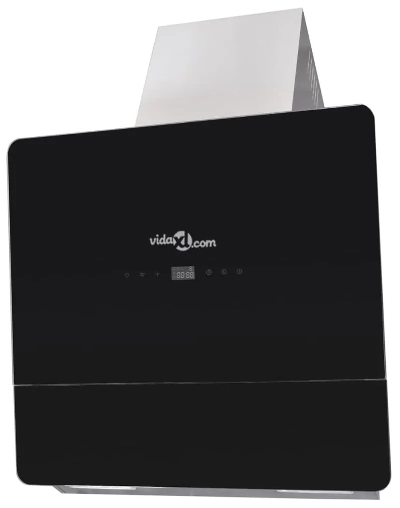 vidaXL Απορροφητήρας με Οθόνη Μαύρος 600 χιλ. από Ψημένο Γυαλί