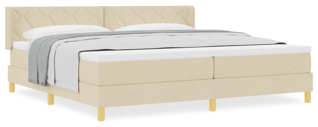 vidaXL Κρεβάτι με Ελατήρια με στρώμα Κρεμ 200 x 200 cm ύφασμα