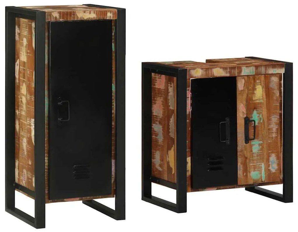 Σετ Επίπλων Μπάνιου με συρτάρι 2 pcs Στερεό Ανακτηθέν Ξύλο