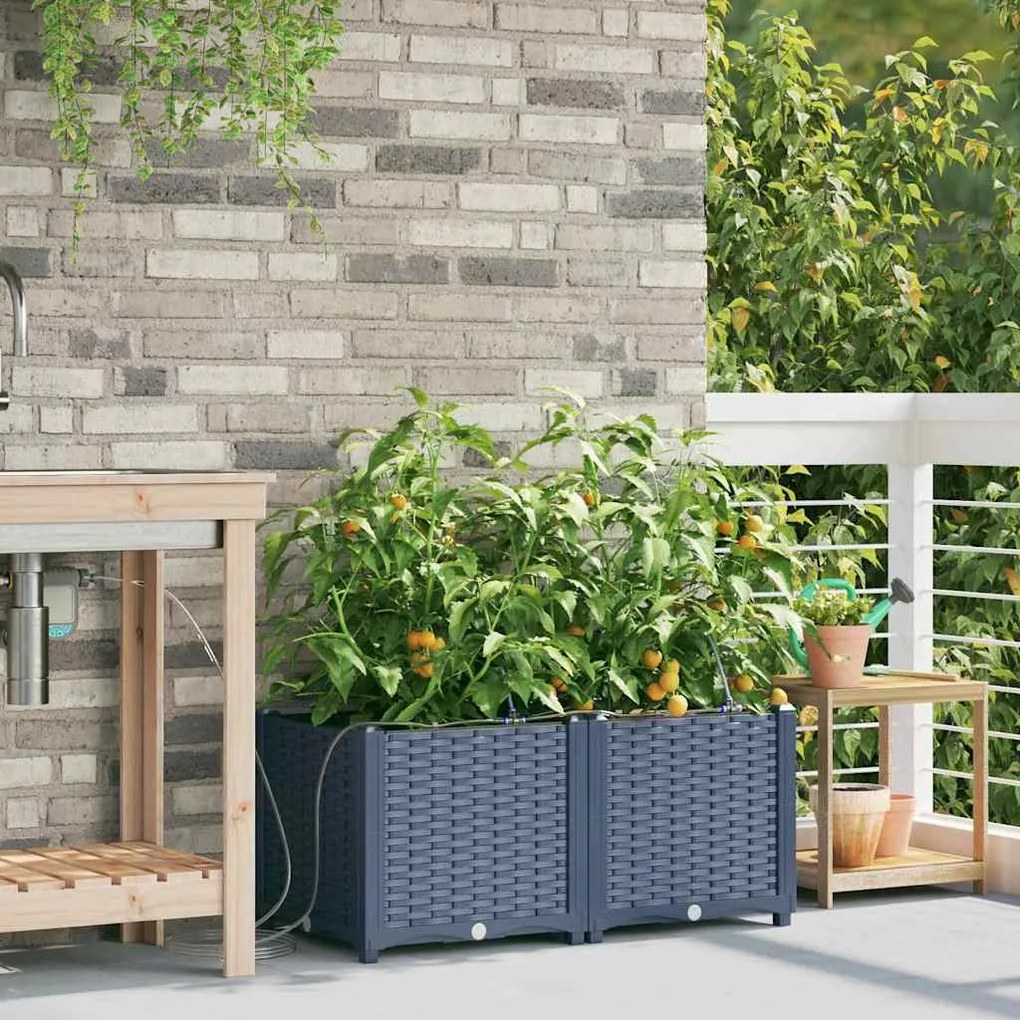 vidaXL Ζαρντινιέρες κήπου Γκρι 80 x 40 x 37.5 cm Ατσάλι