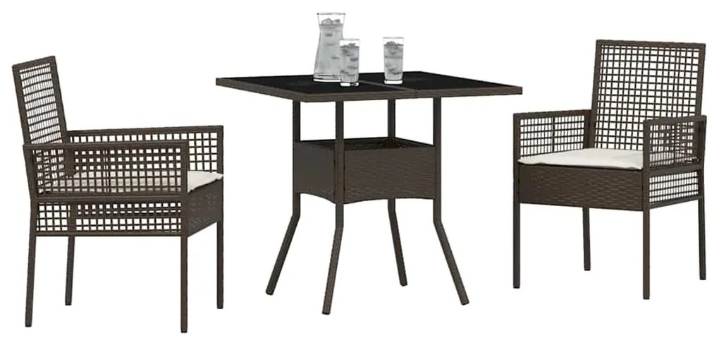vidaXL Σέτ φαγητού για κήπο 3 pcs Καφέ συνθετικό ρατάν