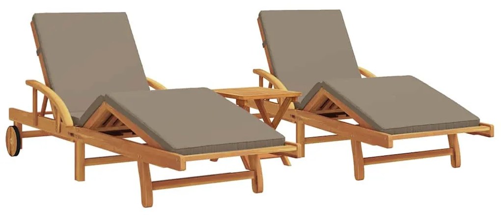 vidaXL Ξαπλώστρα 3 pcs Taupe 40 x 40 x 40εκ Μασίφ ξύλο ακακίας