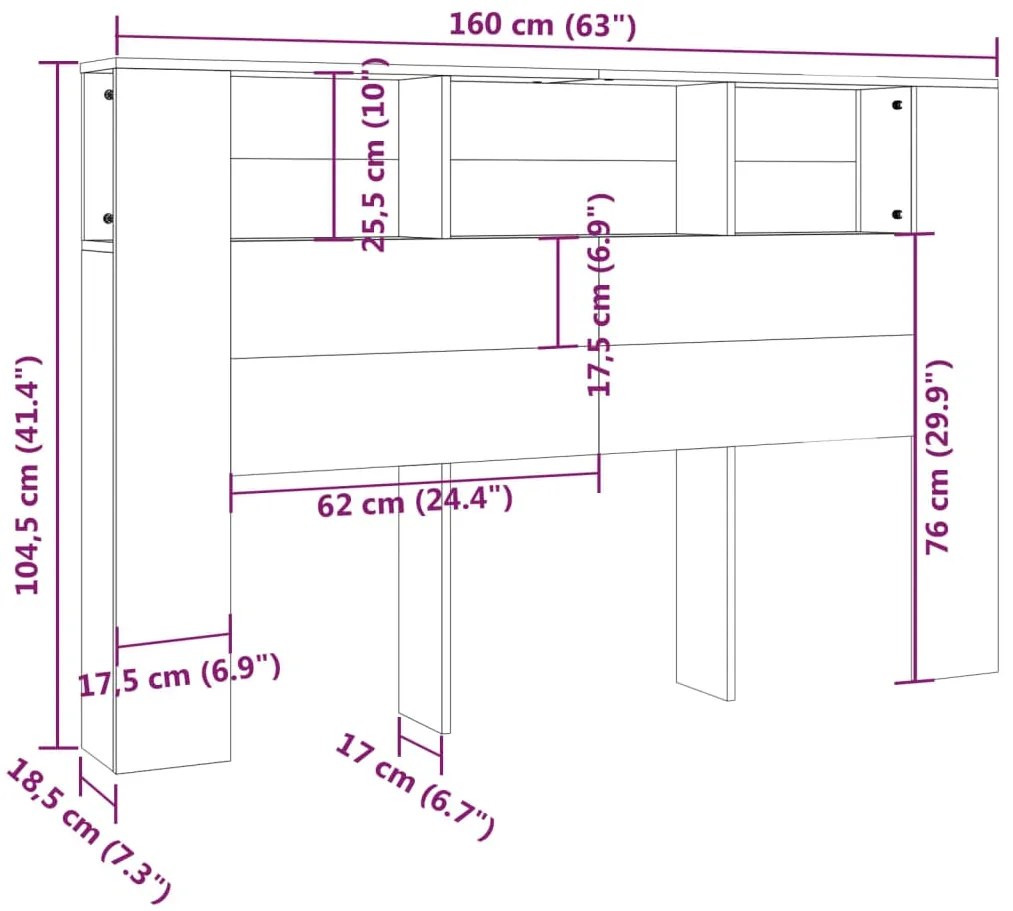 vidaXL Κεφαλάρι Με Αποθηκευτικό Χώρο Sonoma Δρυς 160x19x103,5 εκ.