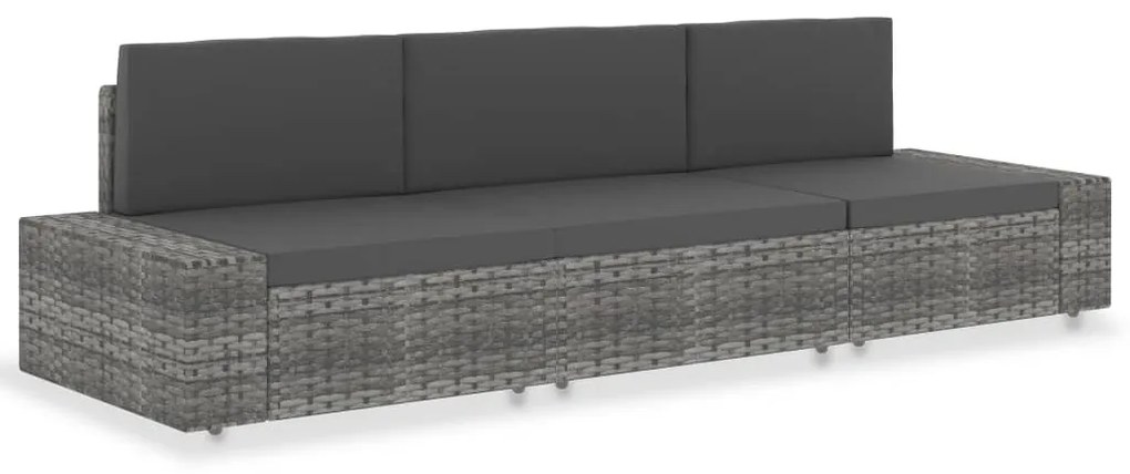 vidaXL Καναπές Αρθρωτός Τριθέσιος Γκρι από Συνθετικό Ρατάν