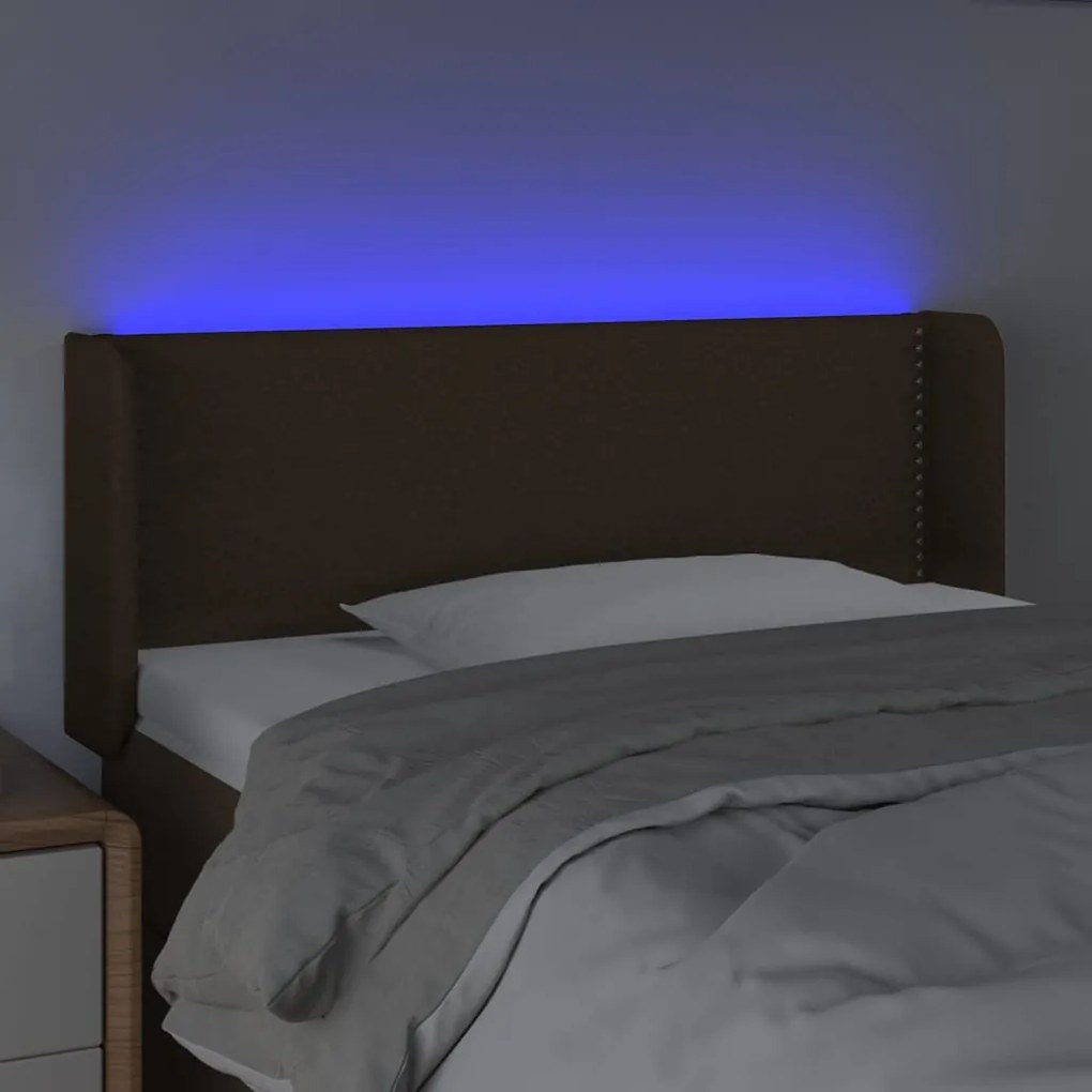 vidaXL Κεφαλάρι Κρεβατιού LED Σκούρο Καφέ 93x16x78/88 εκ. Υφασμάτινο