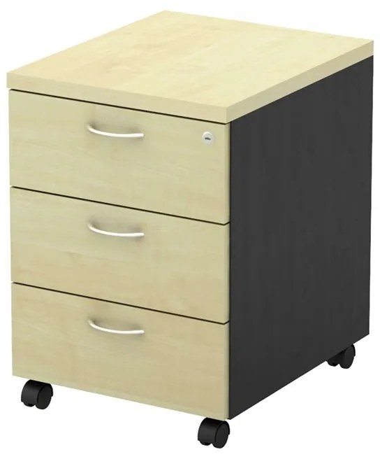 WOODWELL ΣΥΡΤΑΡΙΕΡΑ Τροχήλατη, Με 3 συρτάρια, Απόχρωση Dark Grey - Beech 40x48x56cm ΕΟ994