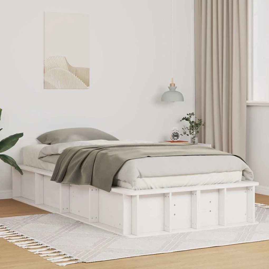 vidaXL Σκελετός Κρεβατιού Λευκό 210 x 118 x 30 εκ Στερεά ξυλεία πεύκου