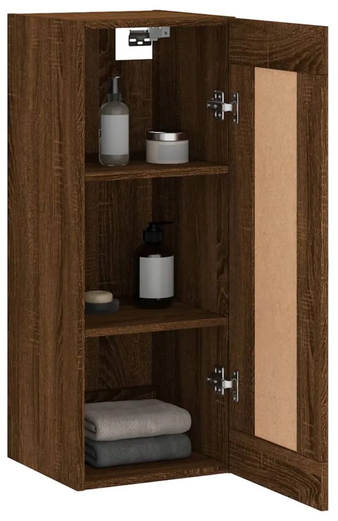 vidaXL Ντουλάπι Τοίχου Καφέ Δρυς 34,5 x 34 x 90 εκ. από Επεξεργ. Ξύλο
