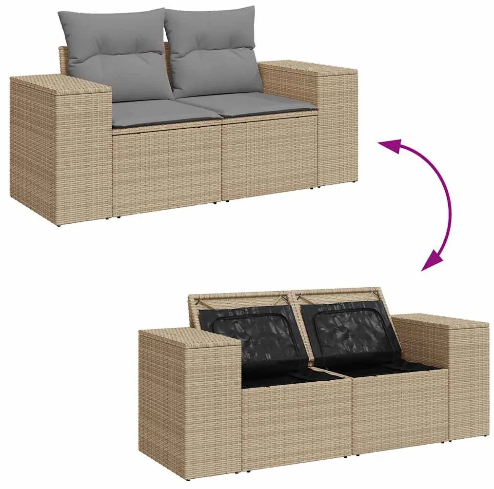 vidaXL Σαλόνι Κήπου Σετ 8 τεμ. Μπεζ Συνθετικό Ρατάν με Μαξιλάρια