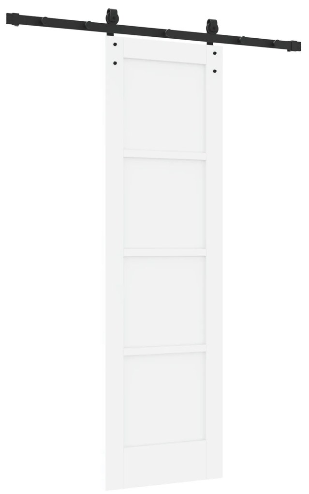 vidaXL Συρόμενη Πόρτα με Σετ Εξαρτημάτων Λευκή 61x198.5 cm Στερεό Ξύλο Πεύκου