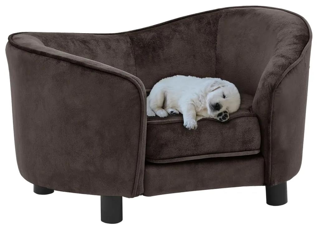 vidaXL Καναπές - Κρεβάτι Σκύλου Καφέ 69 x 49 x 40 εκ. Βελουτέ