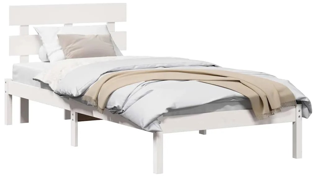 vidaXL Σκελετός Κρεβατιού Λευκό 90 x 190 cm Μασίφ ξύλο πεύκου